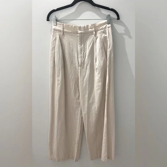 SOLD Zara Wide Leg Linen Blend Pants - Ice - Picture 4 of 7